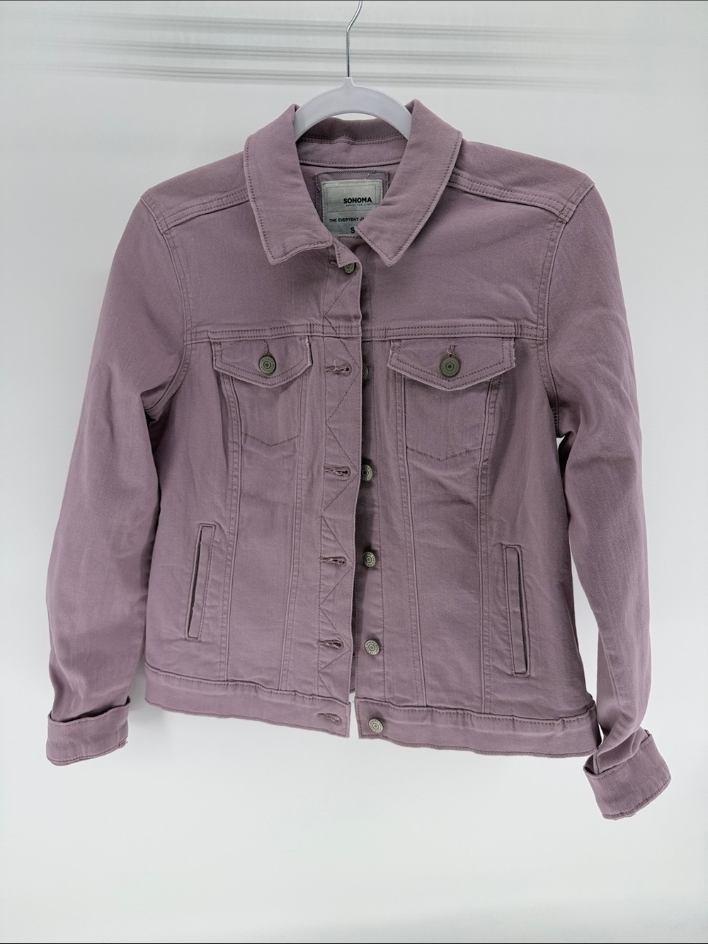 Sonoma Lavender-Pink Cotton Jean Jacket - Women's Button-Up small